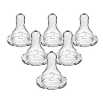 Dr. Brown's Natural Flow Level 2 Narrow Baby Bottle Nipples - Medium Flow, Suitable for 3 Months and Older - 100% Silicone Material, Set of 6