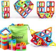 Enhanced Magnetic Building Blocks for Toddlers: STEM Learning Games for Boys and Girls Ages 3 and Up, Play and Learn with Coodoo Tough Tiles - Compatible with Leading Building Block Brands, Starter Set